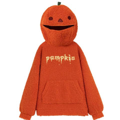 Retro Pumpkin Print Hooded Sweatshirt